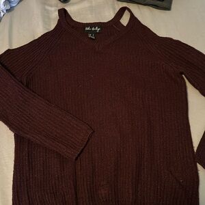 Dark red off the shoulder sweater